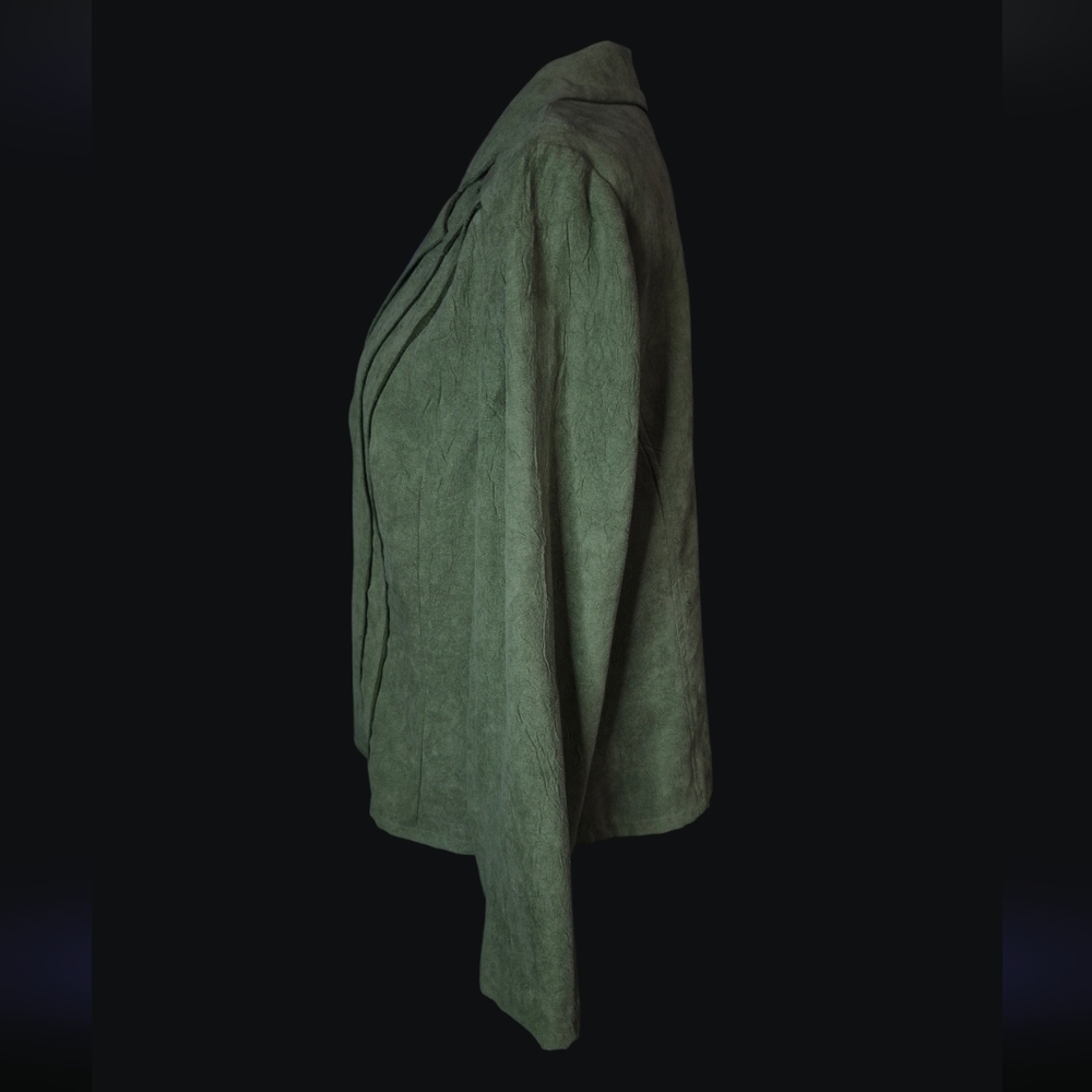 "Quiet Luxury" Chic: R.Q.T. Olive Faux Suede Blazer - Textured & Lightweight-Sz - Picture 2 of 9
